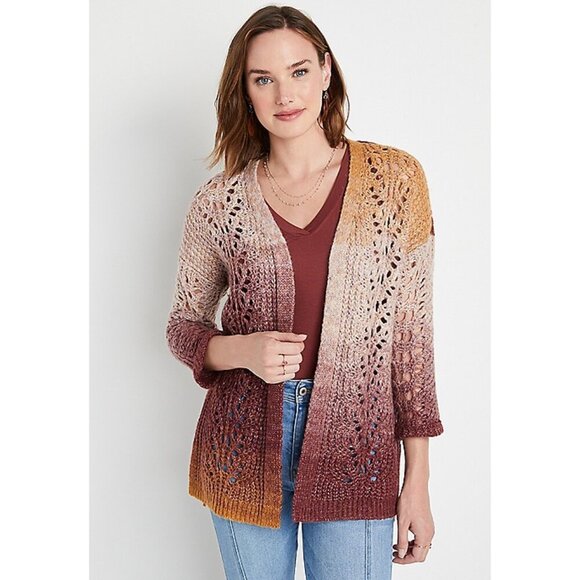 Maurices Spacedye Wave Stitch 3/4 Sleeve Cardigan Plus Size 3X - Picture 1 of 8